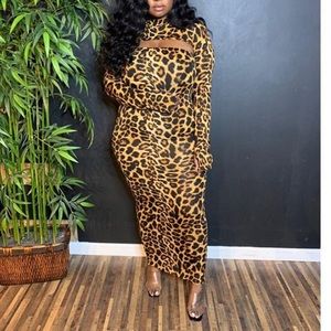 Leopard body con 2 piece maxi dress